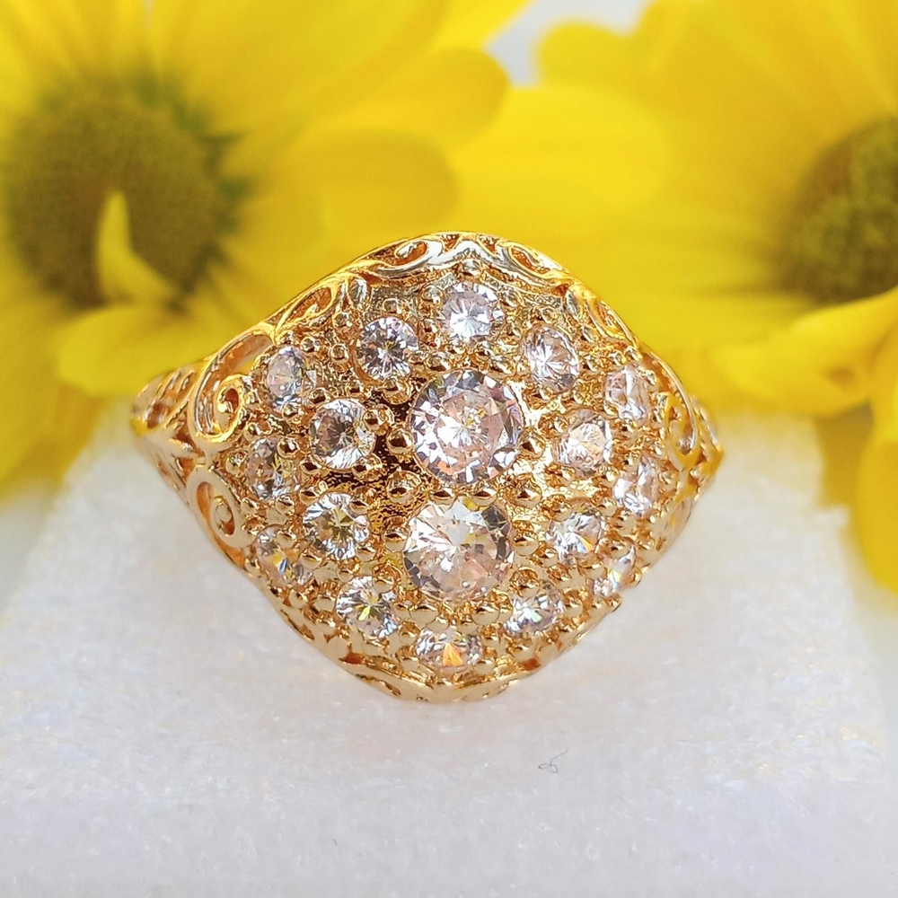 14k Gold over silver CZ Fashion ring
